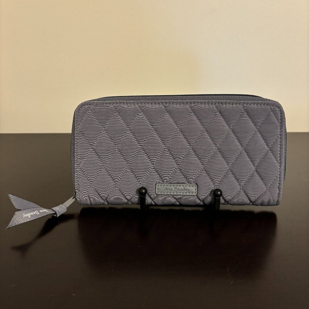 Vera Bradley Gray Quilted Zip  Around Accordion Wallet